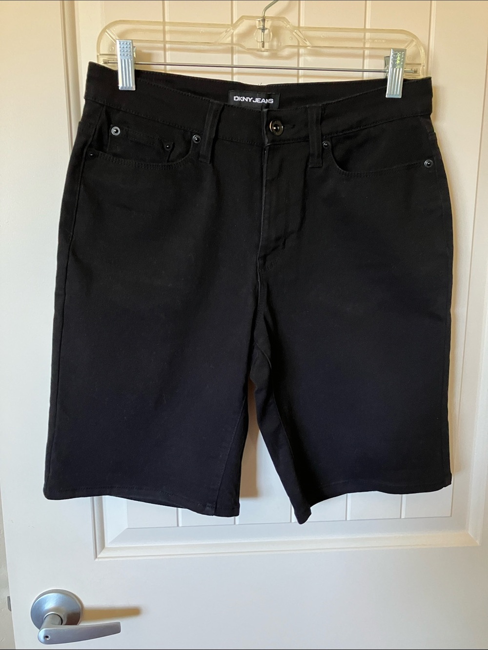 DKNY black denim Bermuda shorts size 4